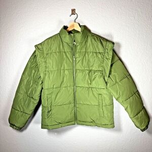 WeWoreWhat Gorpcore Olive Green Puffer Jacket or Vest Removable Sleeves XS NWOT